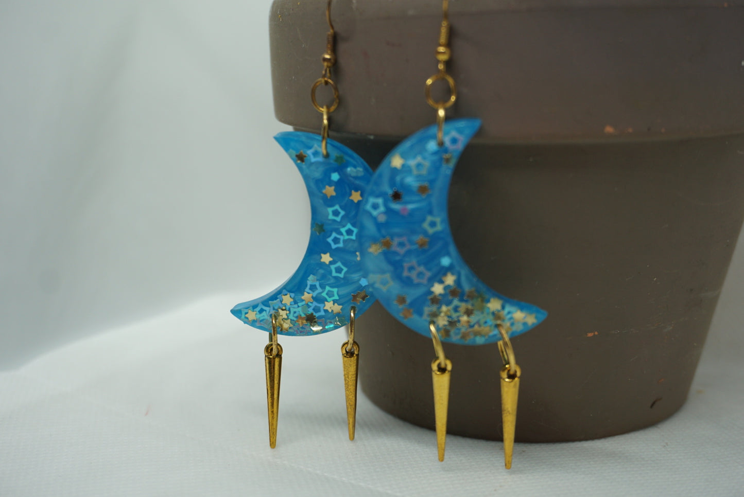 Moon And Star Resin Earrings