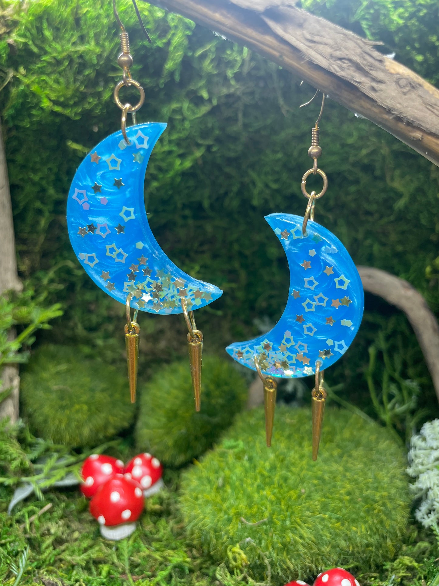 Moon And Star Resin Earrings