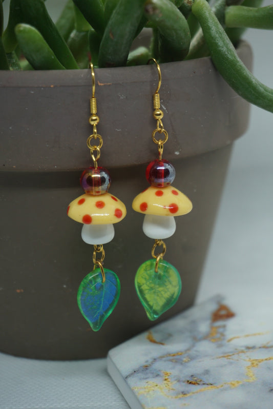 Yellow Mushroom Earrings