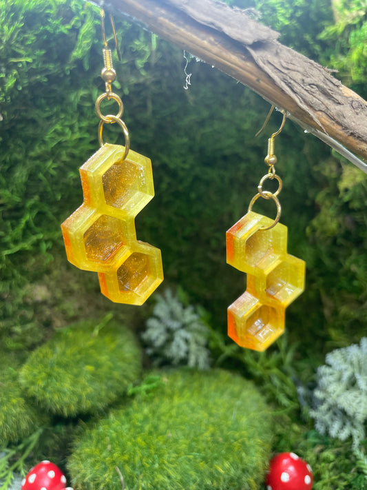 Resin Honeycomb Earrings
