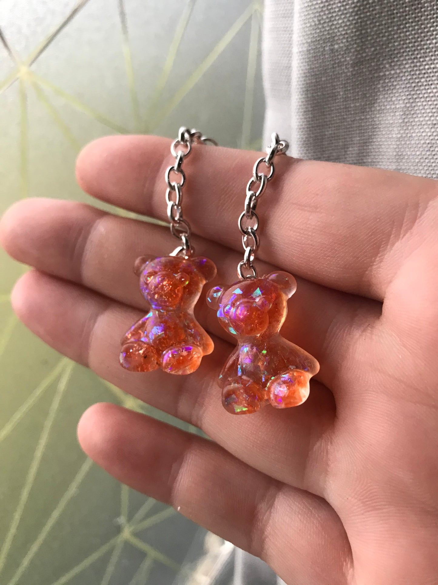 Gummy bear chain drop earrings