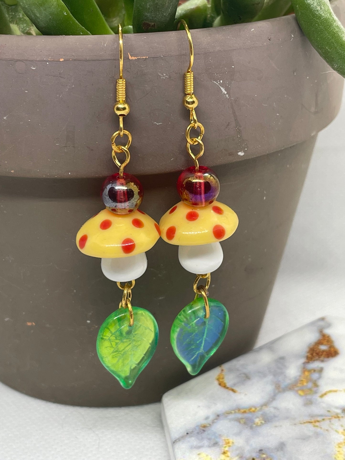 Yellow Mushroom Earrings