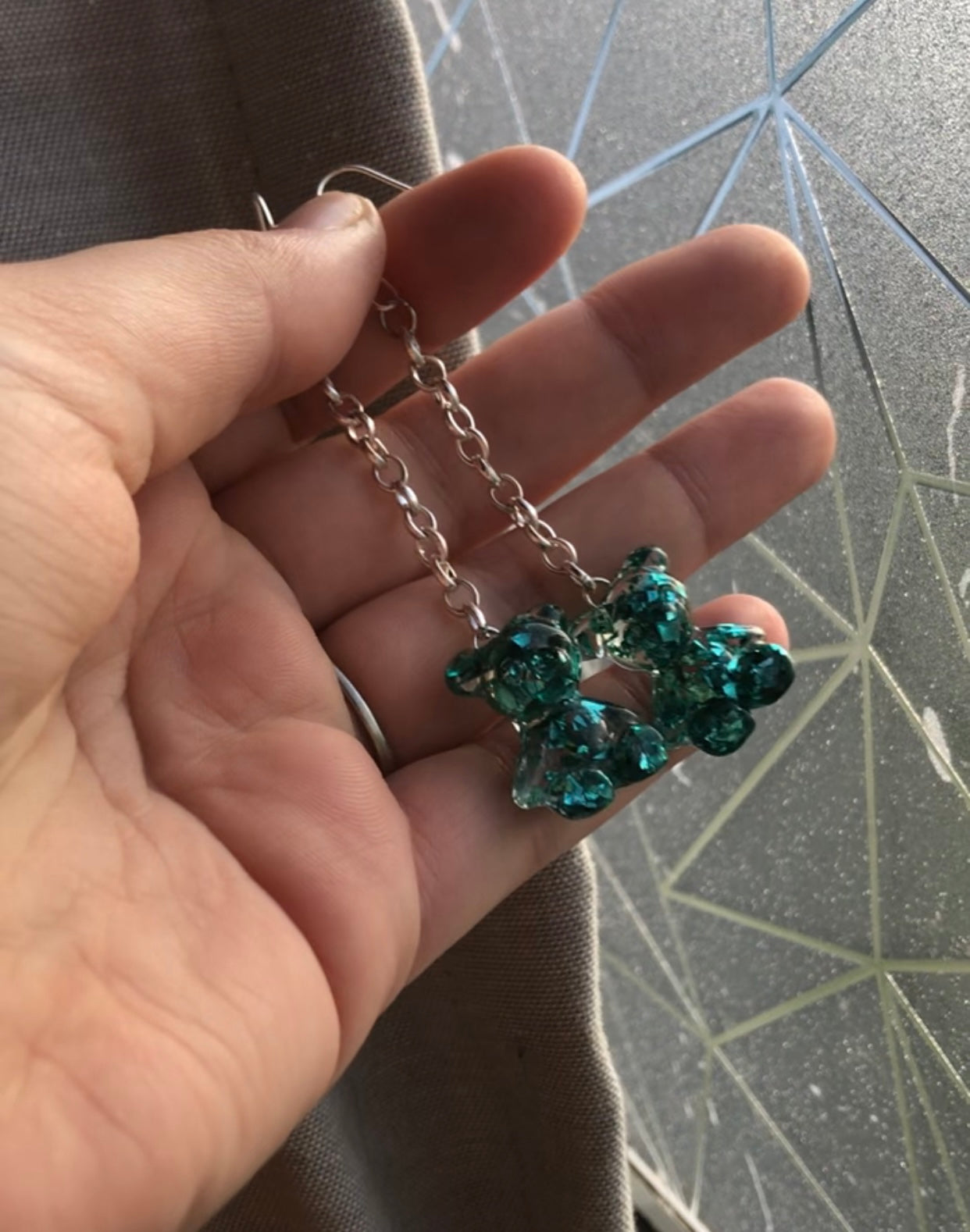 Gummy bear chain drop earrings