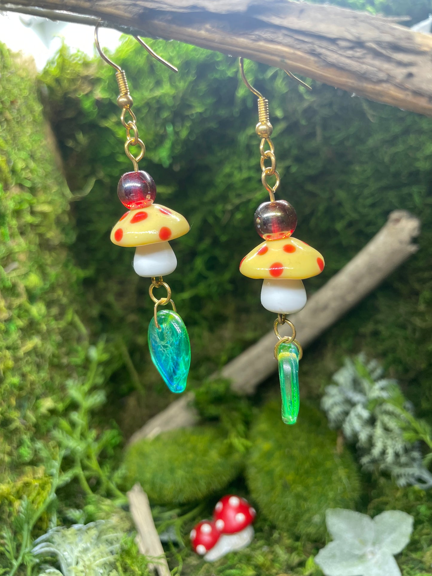 Yellow Mushroom Earrings