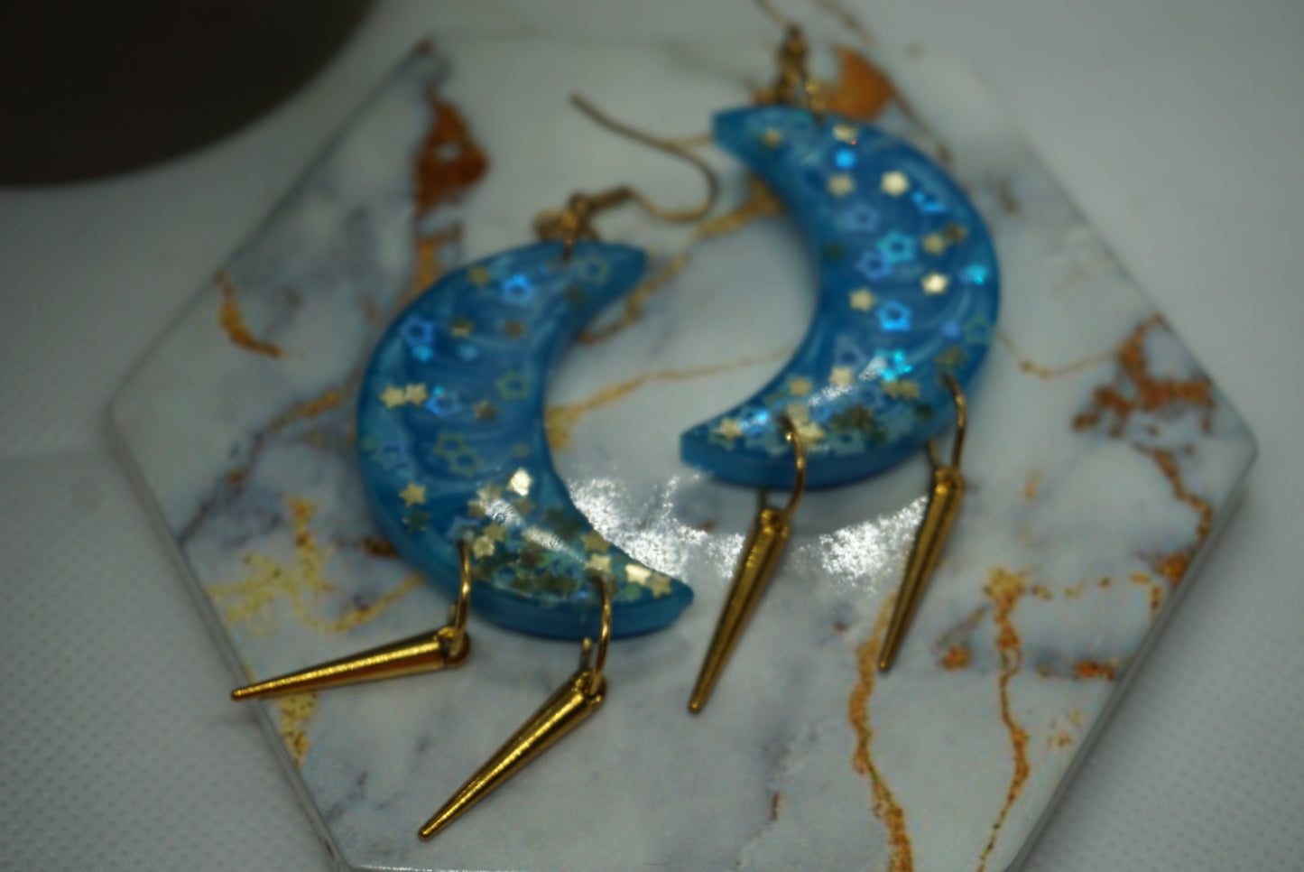 Moon And Star Resin Earrings