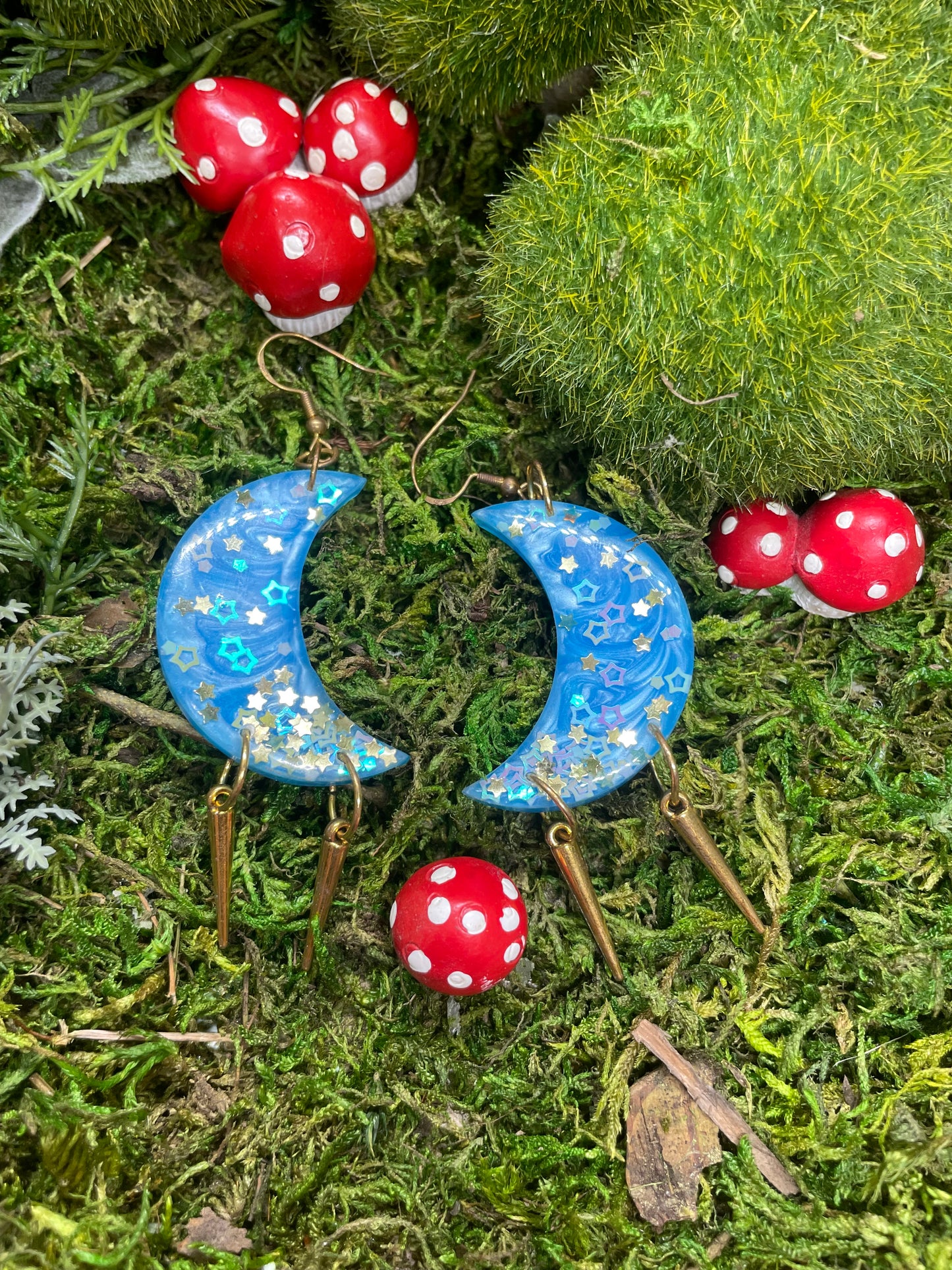 Moon And Star Resin Earrings