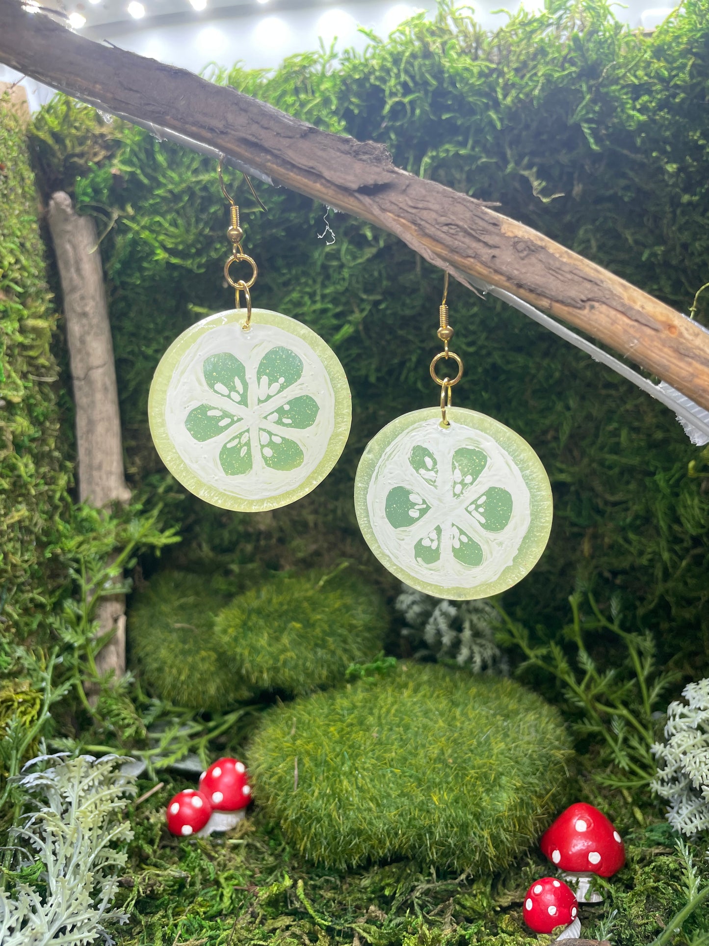 Hand Painted Lemon Slice Resin Earrings