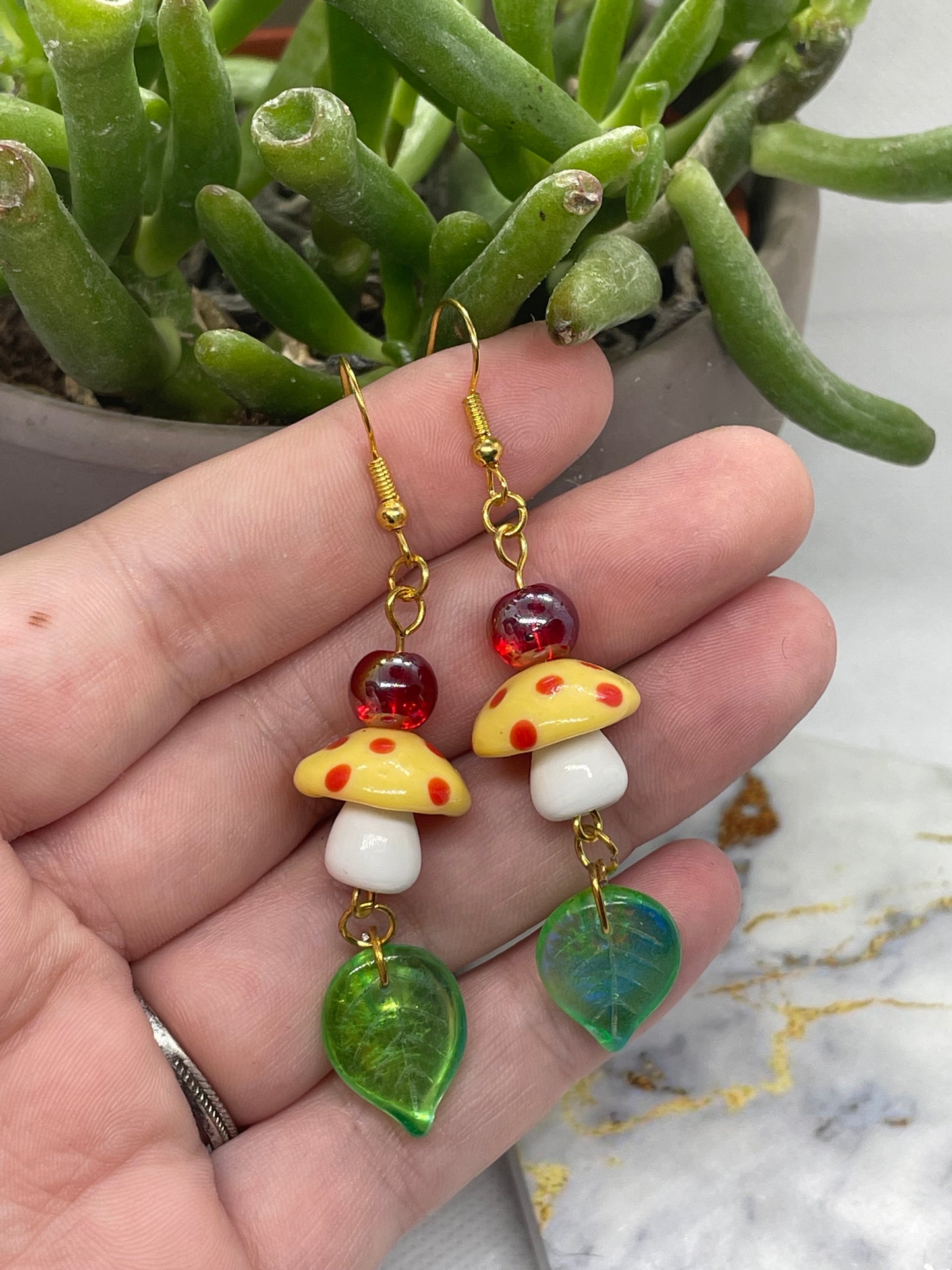 Yellow Mushroom Earrings