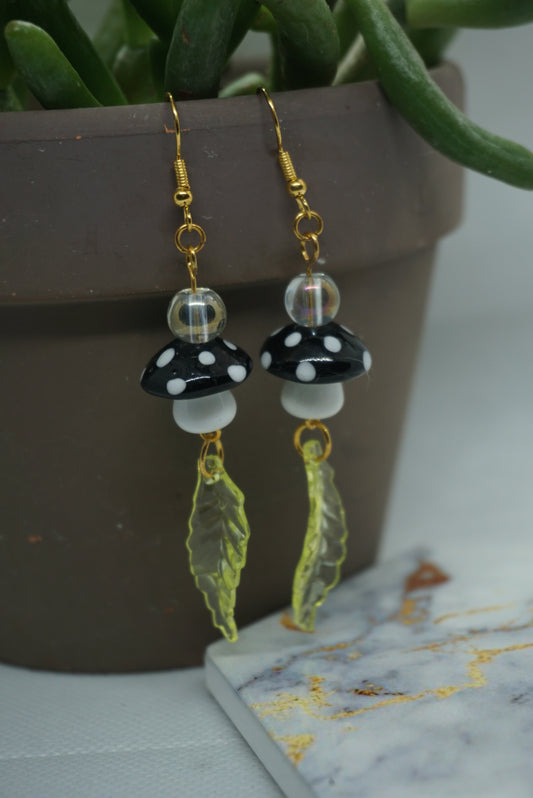 Black Mushroom Earrings