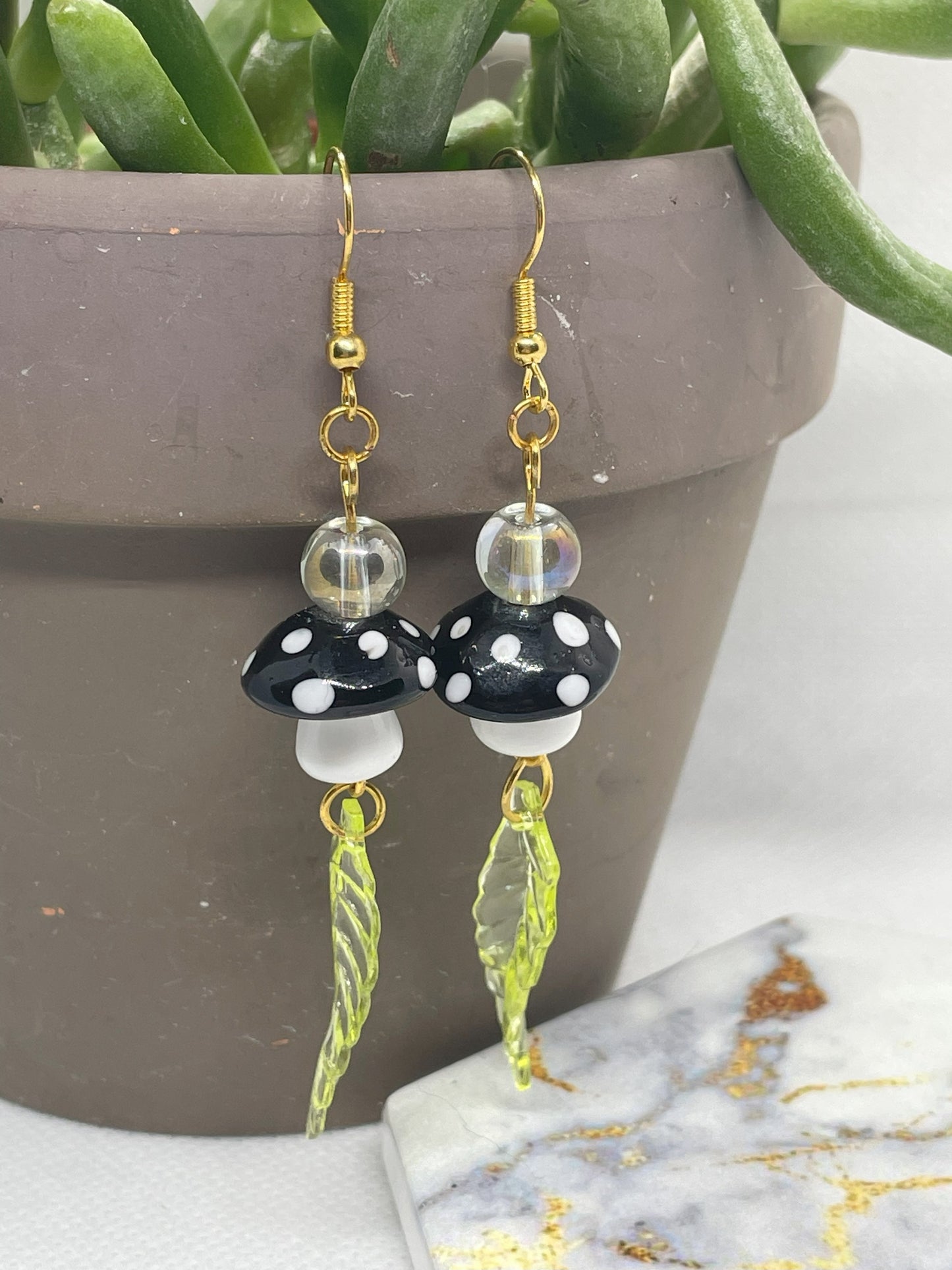 Black Mushroom Earrings
