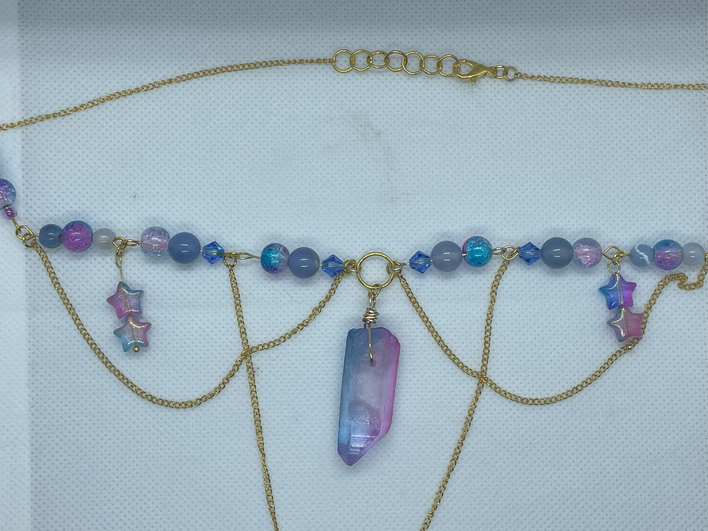 Purple Crystal Chain Beaded Necklace