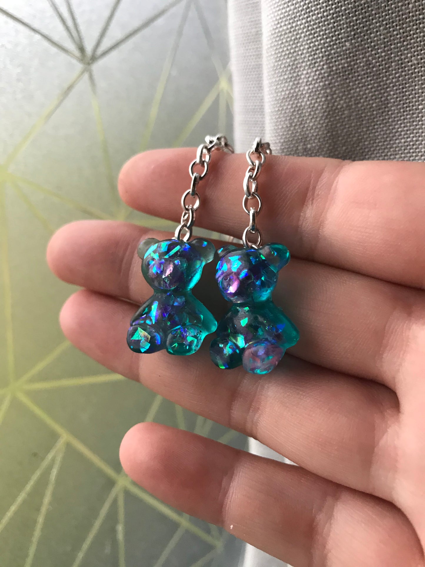 Gummy bear chain drop earrings