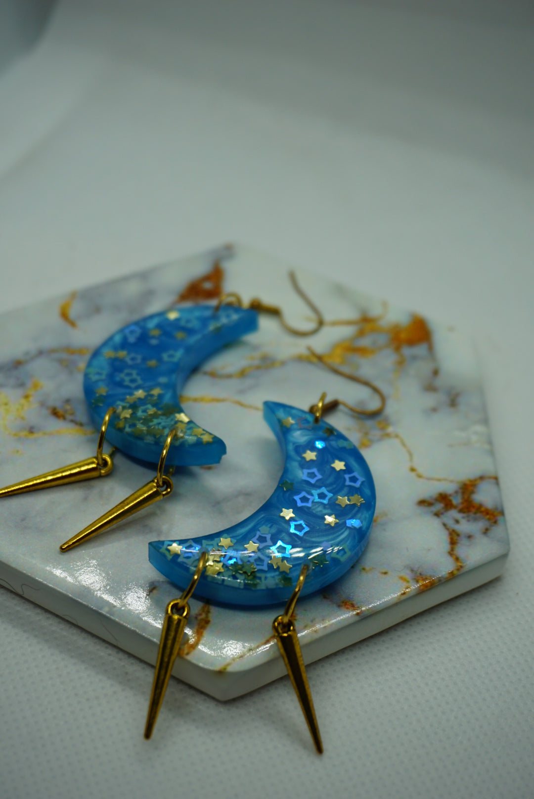 Moon And Star Resin Earrings