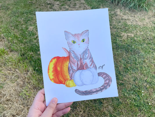 Pumpkin Cat Print