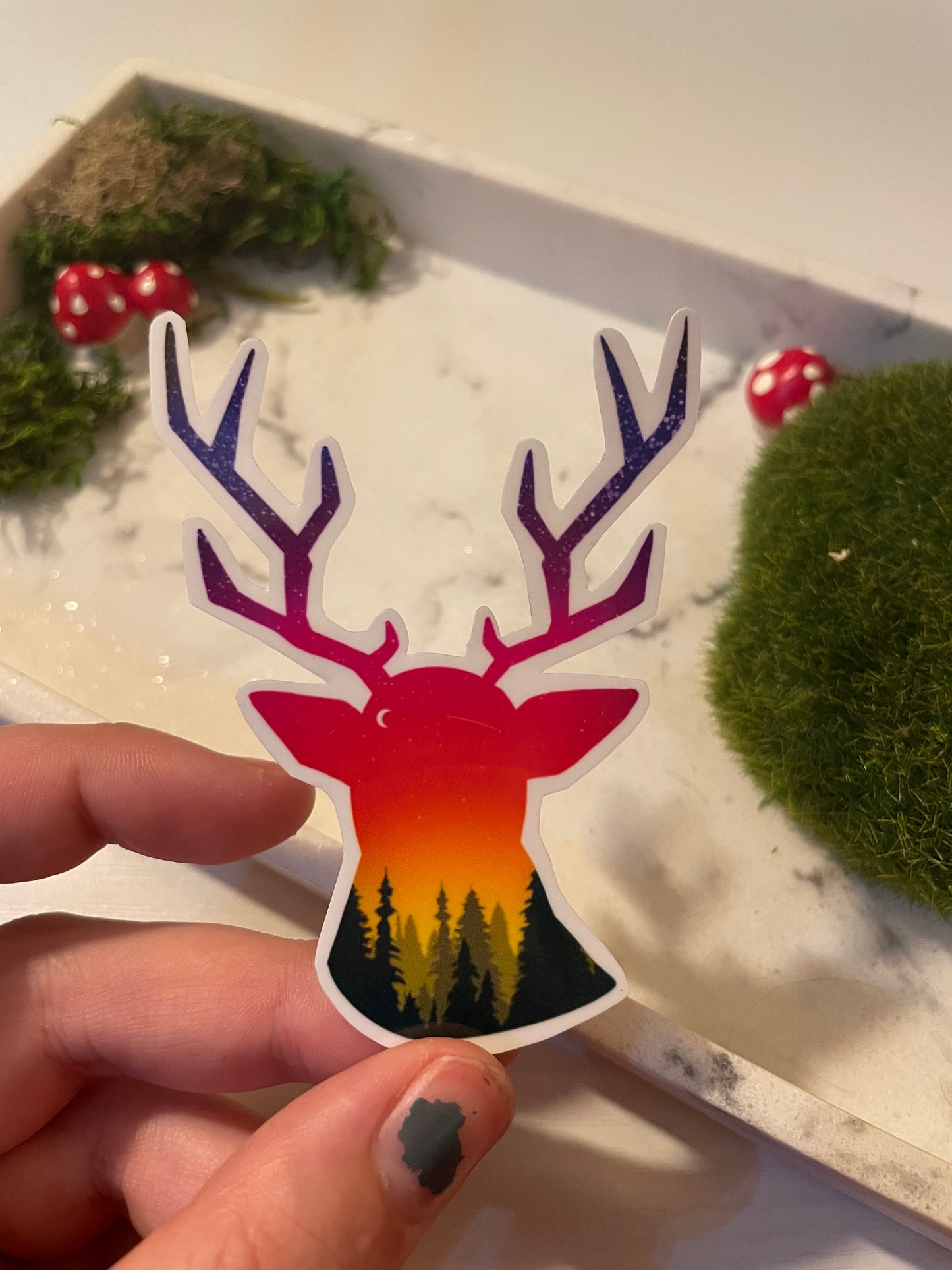 Sunset Deer Sticker