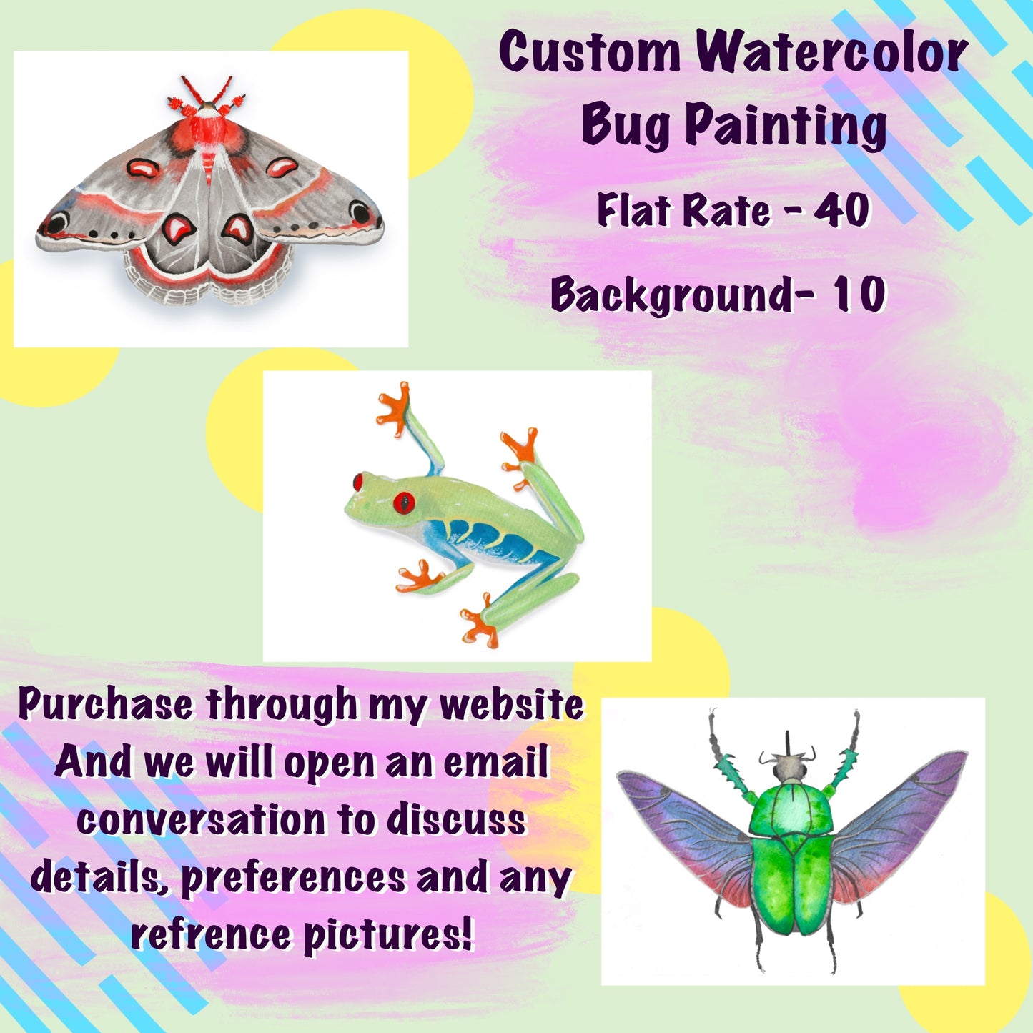 Custom Watercolor Bug Commission