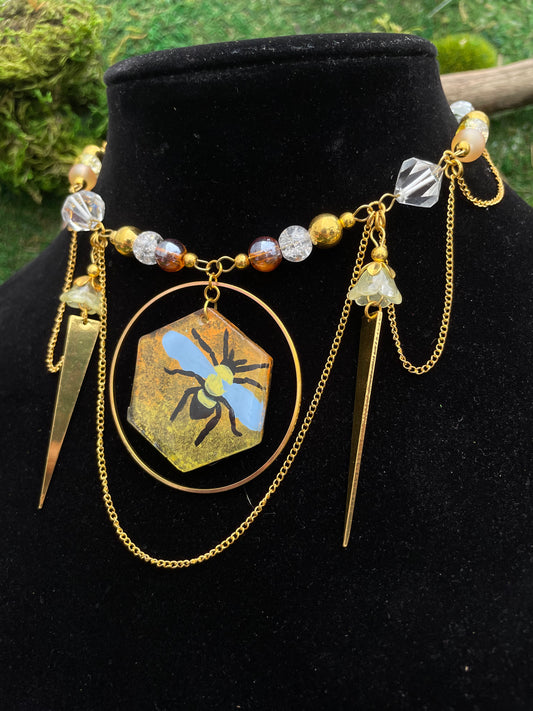 Resin Honeybee Adjustable Beaded Choker