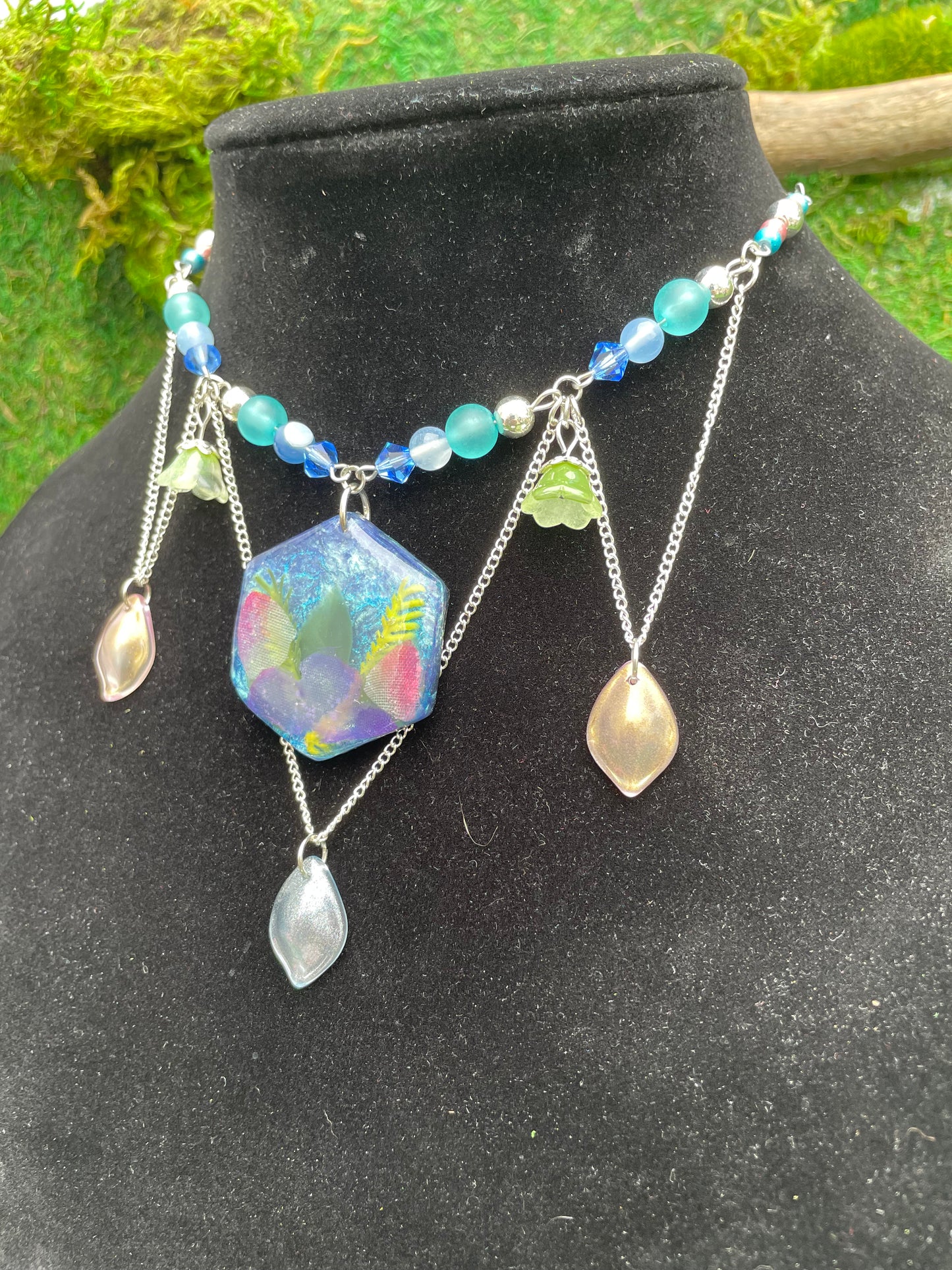 Tropical Resin Adjustable Beaded Choker