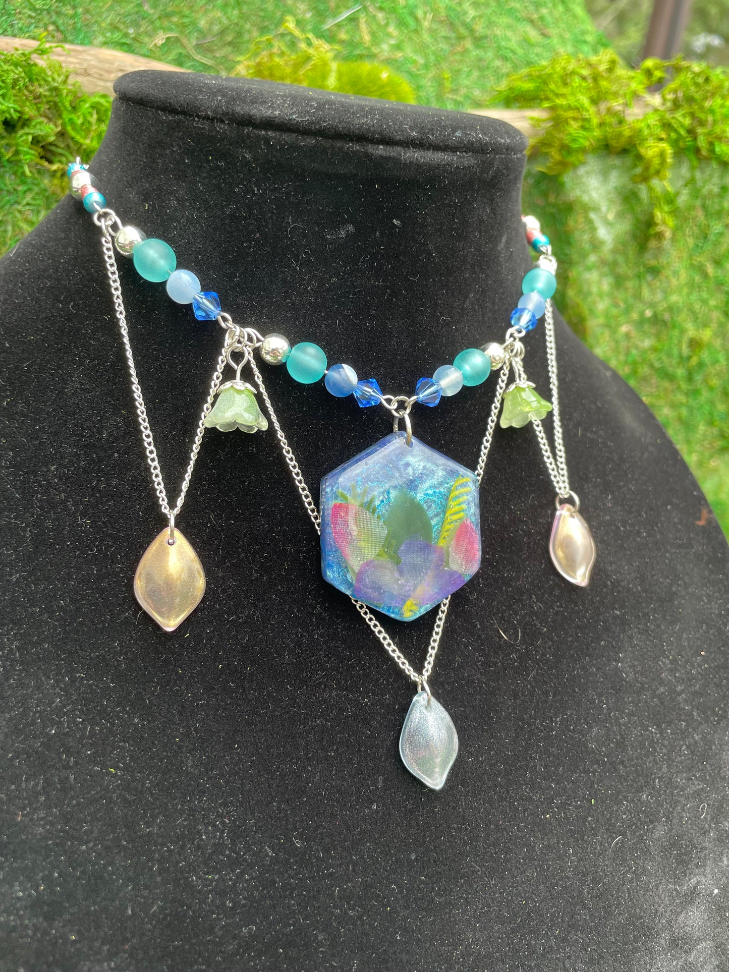 Tropical Resin Adjustable Beaded Choker