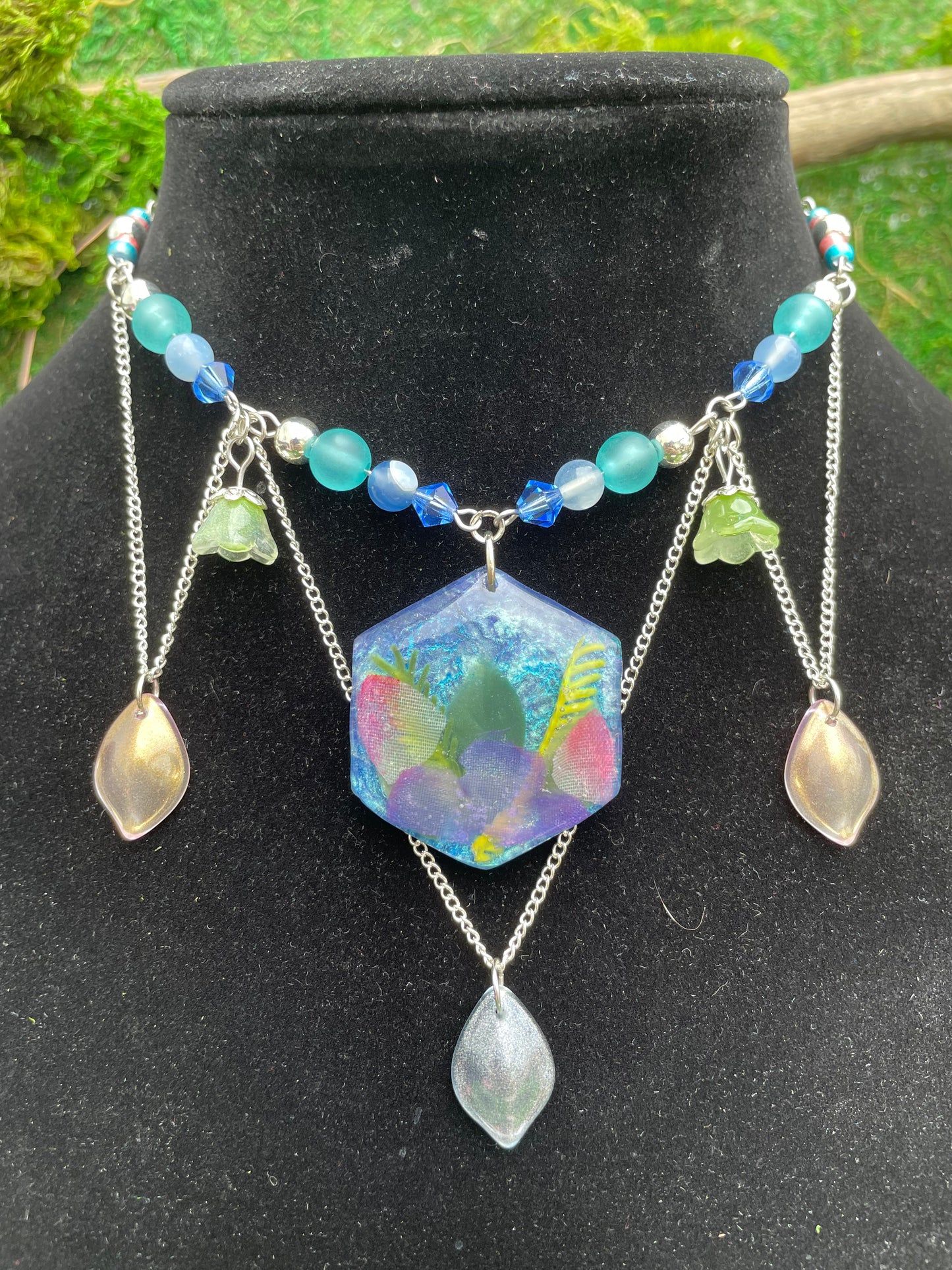 Tropical Resin Adjustable Beaded Choker