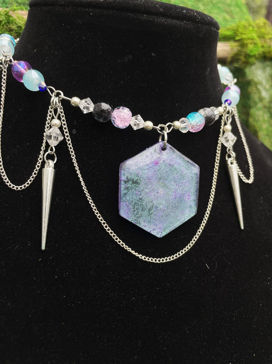 Pale Purple Beaded Adjustable Choker Necklace