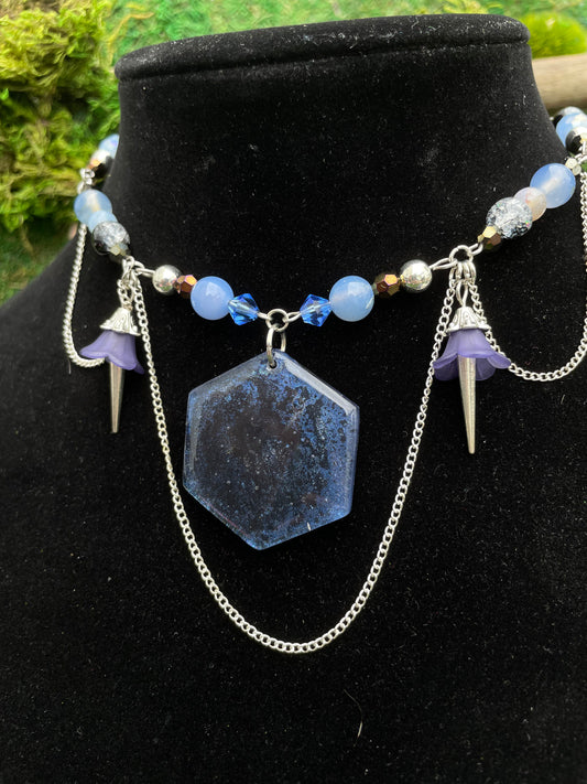 Dark Blue Resin Adjustable Beaded Choker