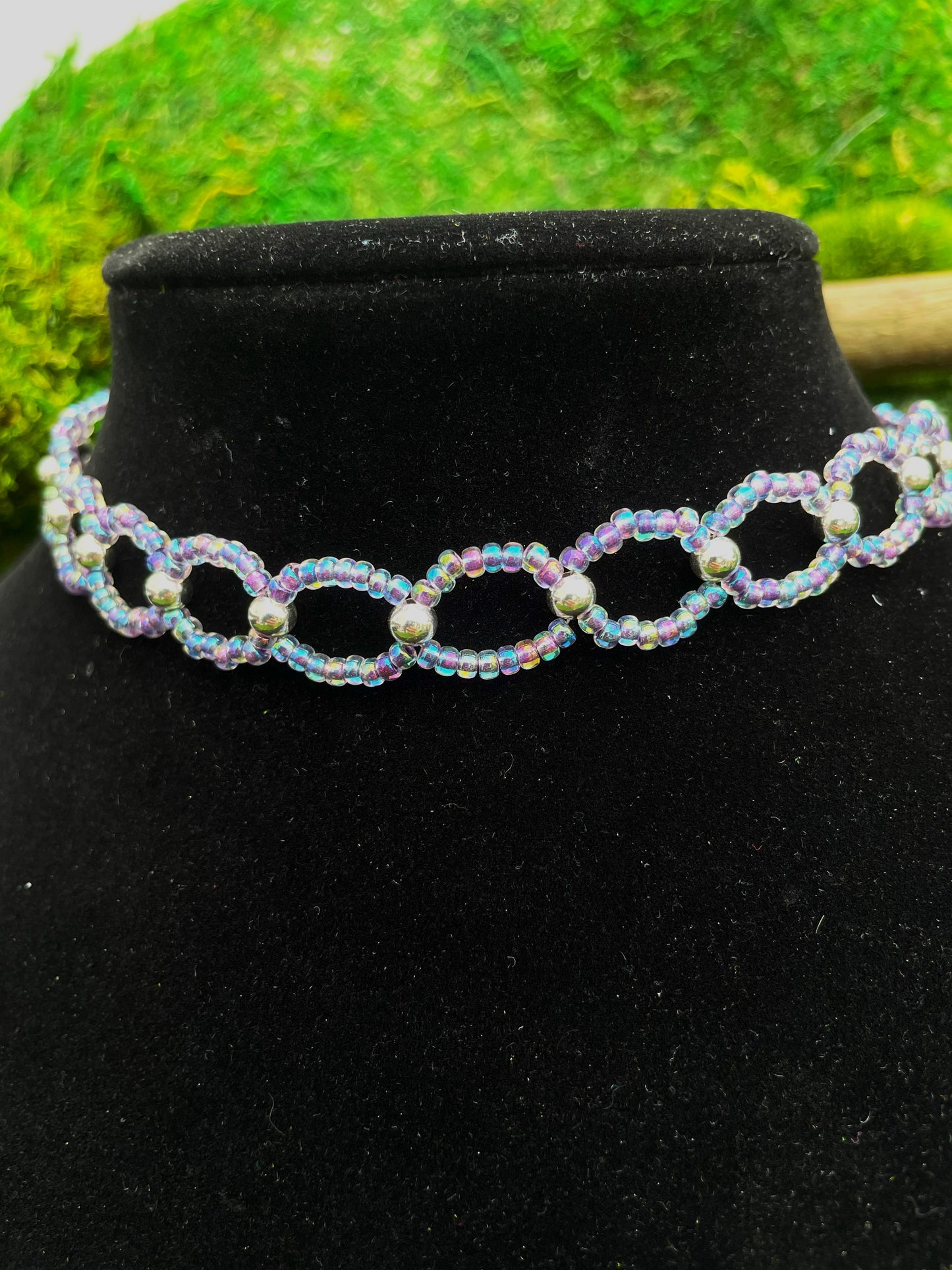 Hand Beaded Seed Bead Choker Necklace