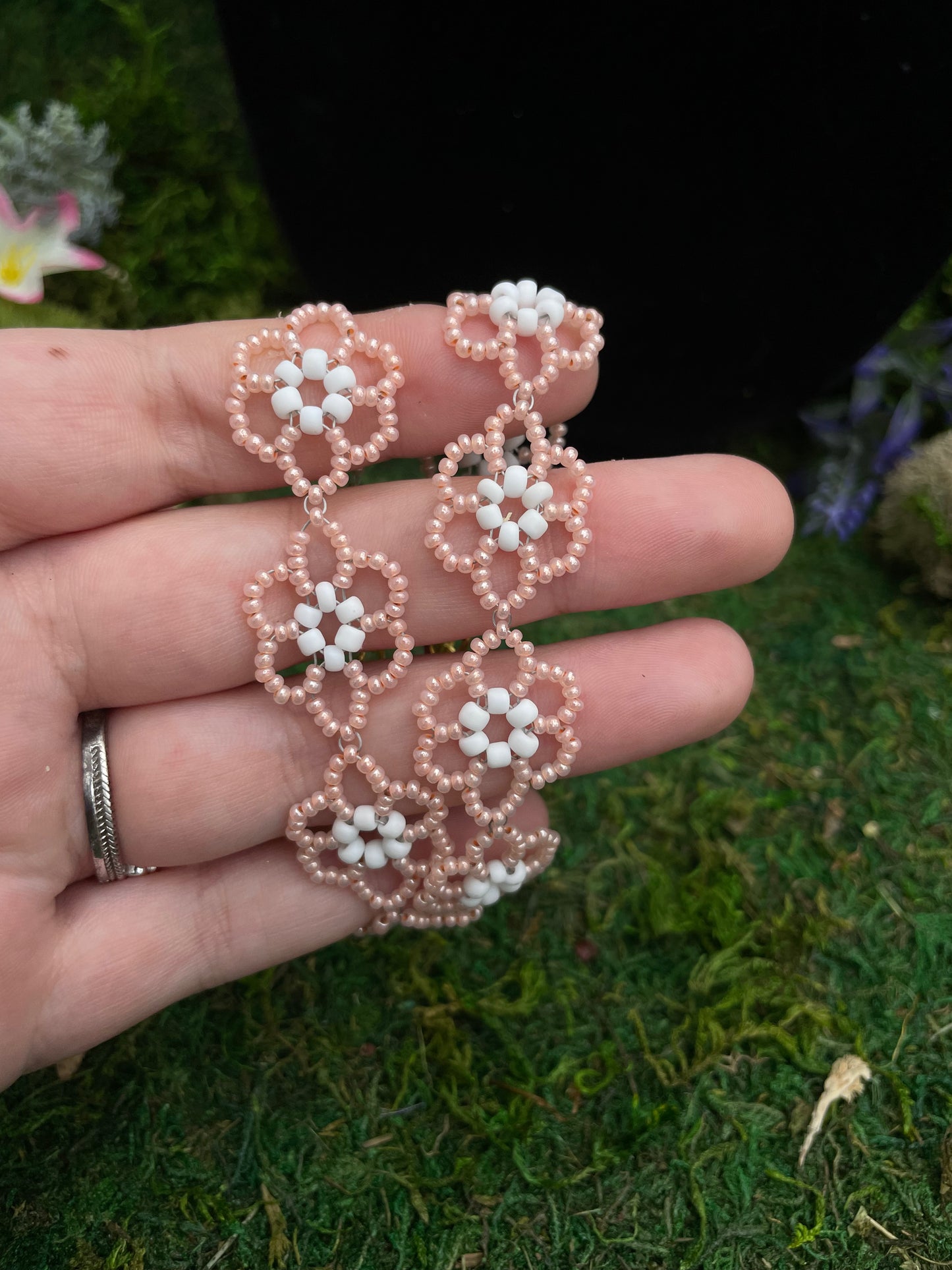 Seed Bead Daisy Chain Adjustable Choker Necklace