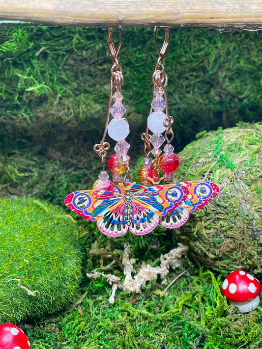 Beaded Butterfly Charm Earrings