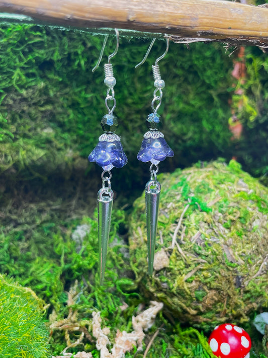Beaded Silver Charm Earrings