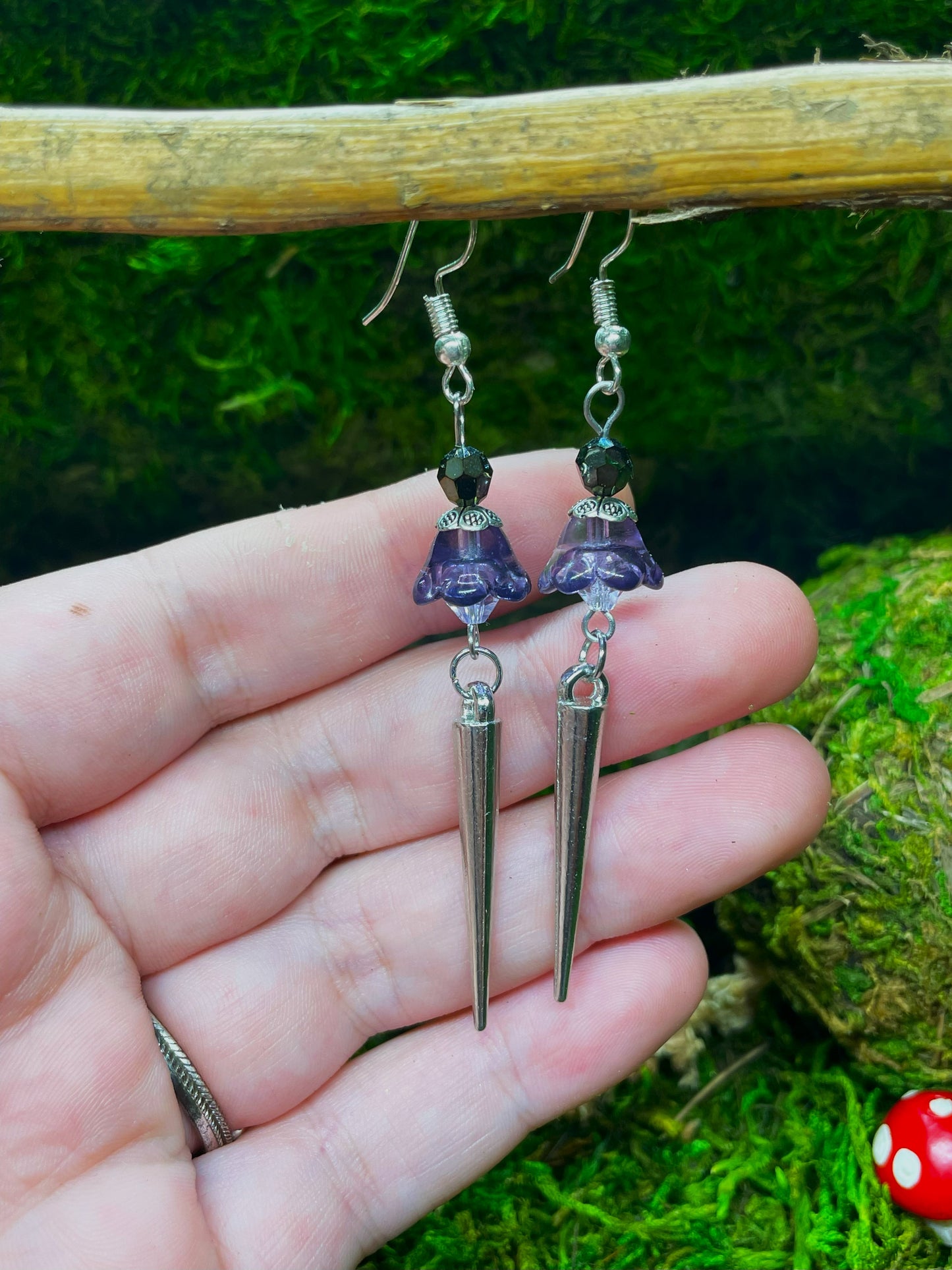 Beaded Silver Charm Earrings