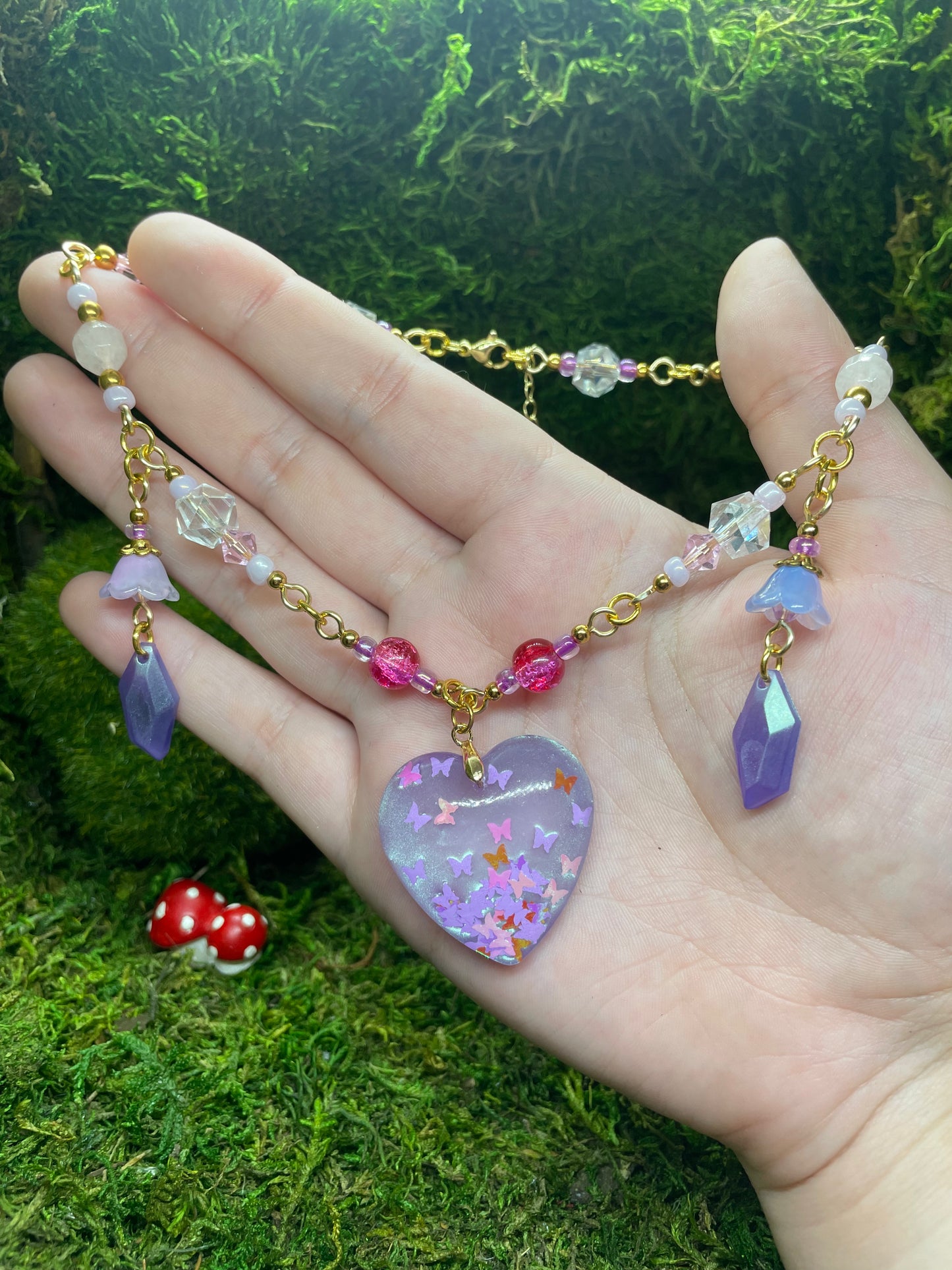 Purple Resin Beaded Choker Necklace