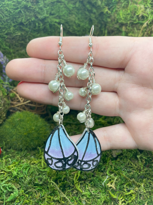 Purple Drop Butterfly Pearl earrings