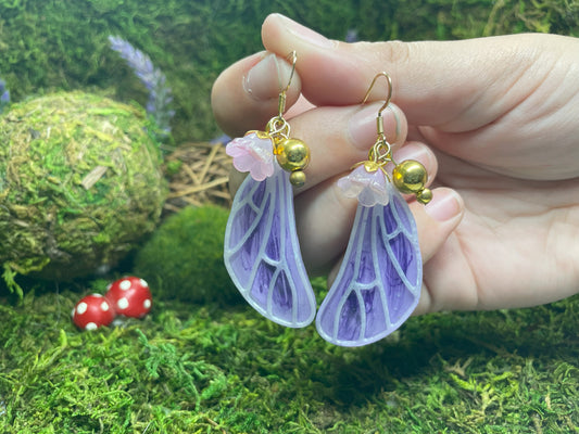 Purple Butterfly Wing Earrings