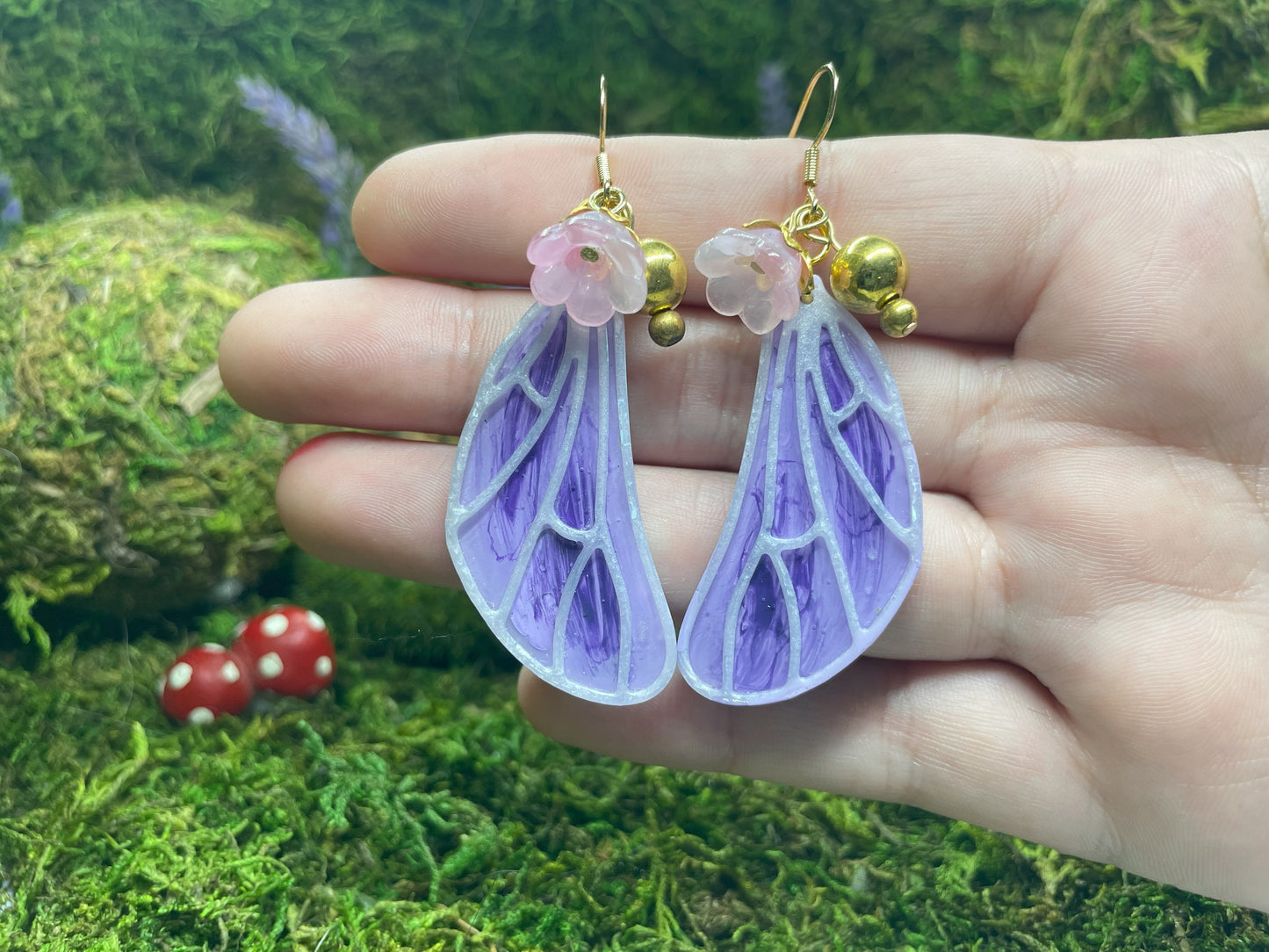 Purple Butterfly Wing Earrings