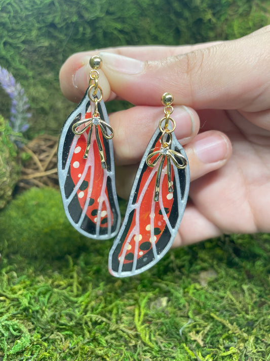 Red Butterfly Wing Earrings