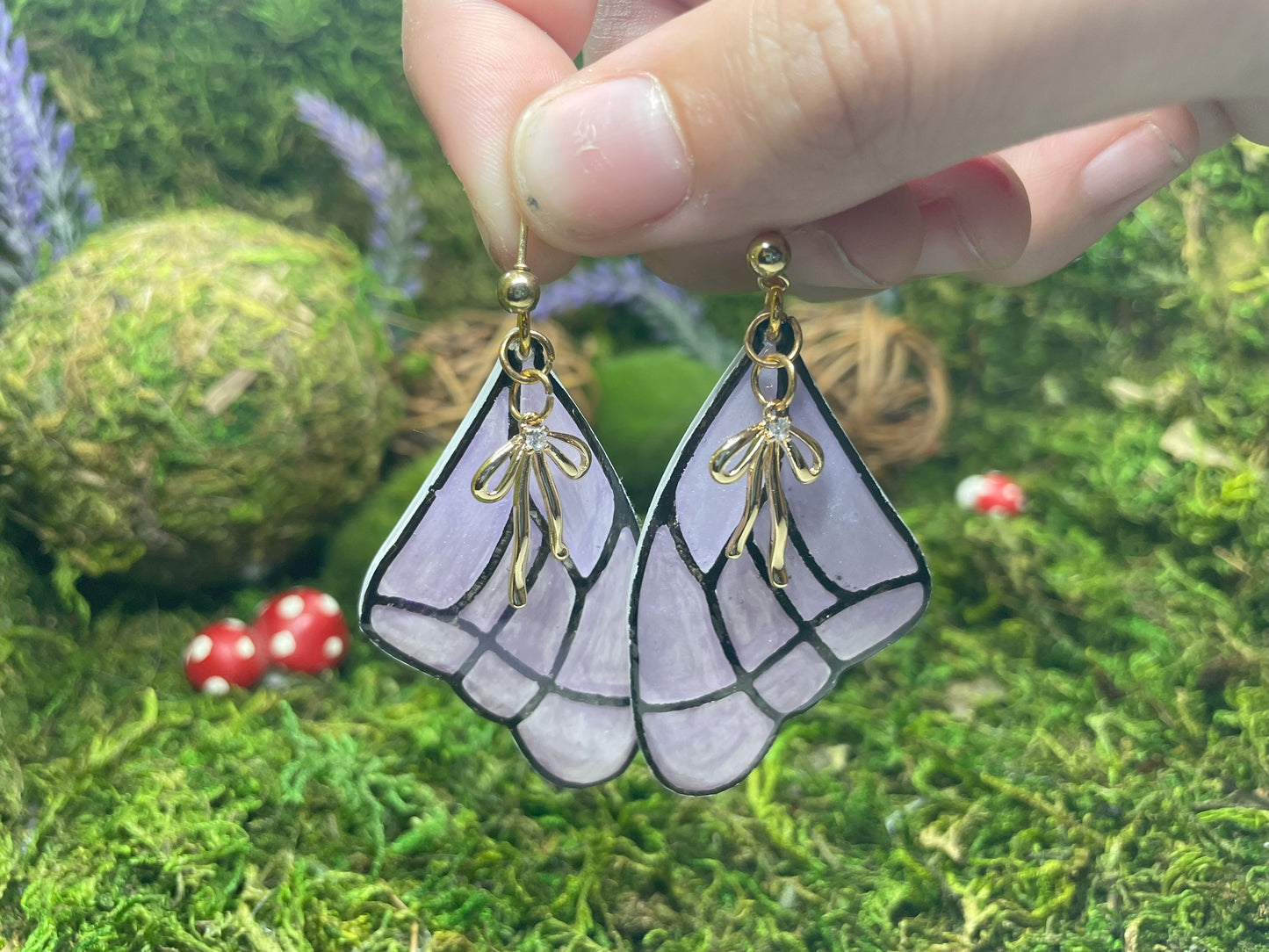 Pale Purple Butterfly Wing Earrings