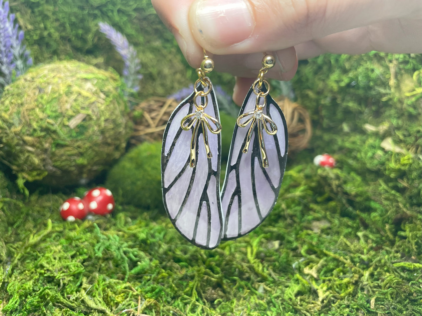 Pale Purple Butterfly Wing Earrings