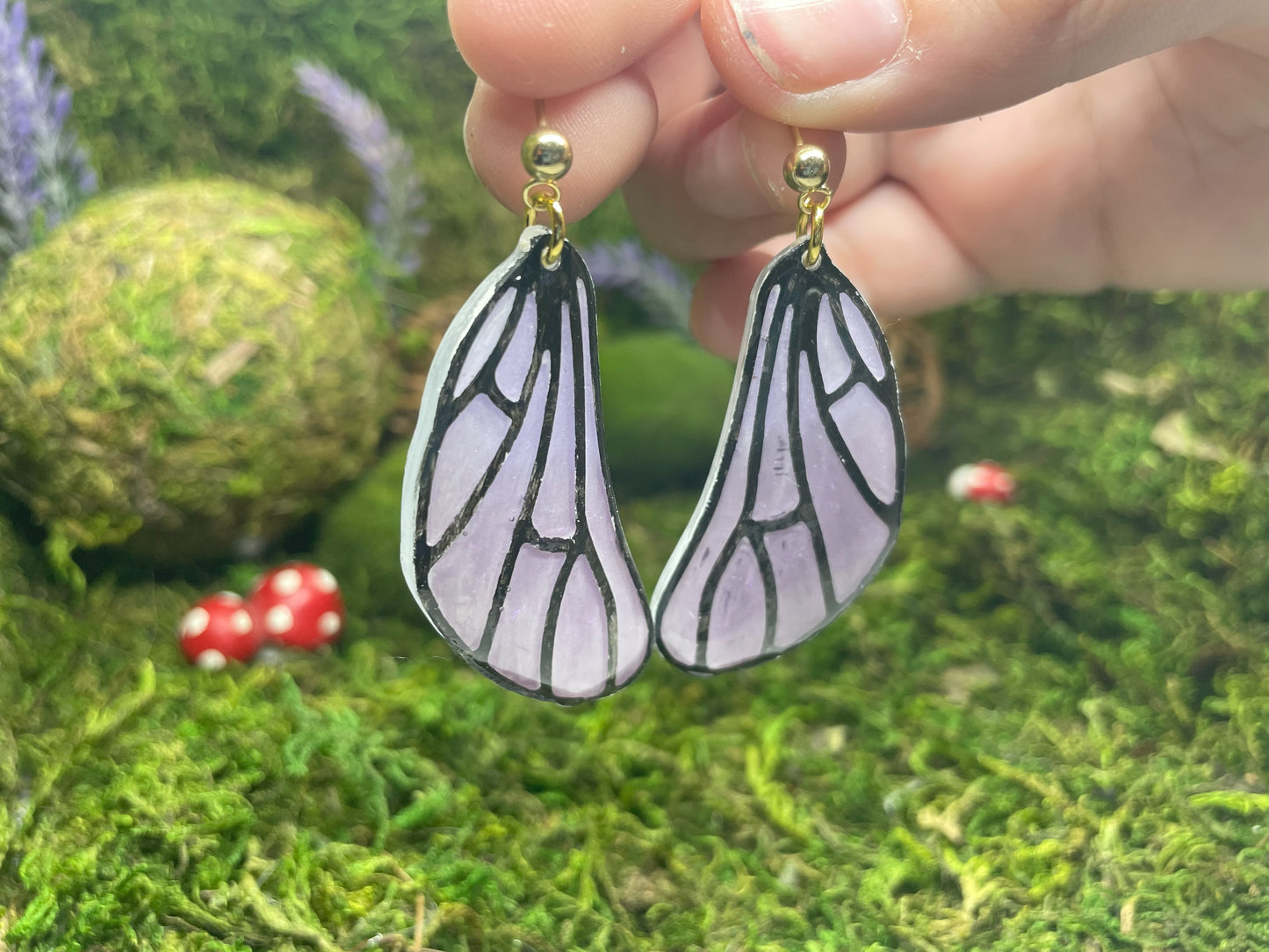 Pale Purple Butterfly Wing Earrings