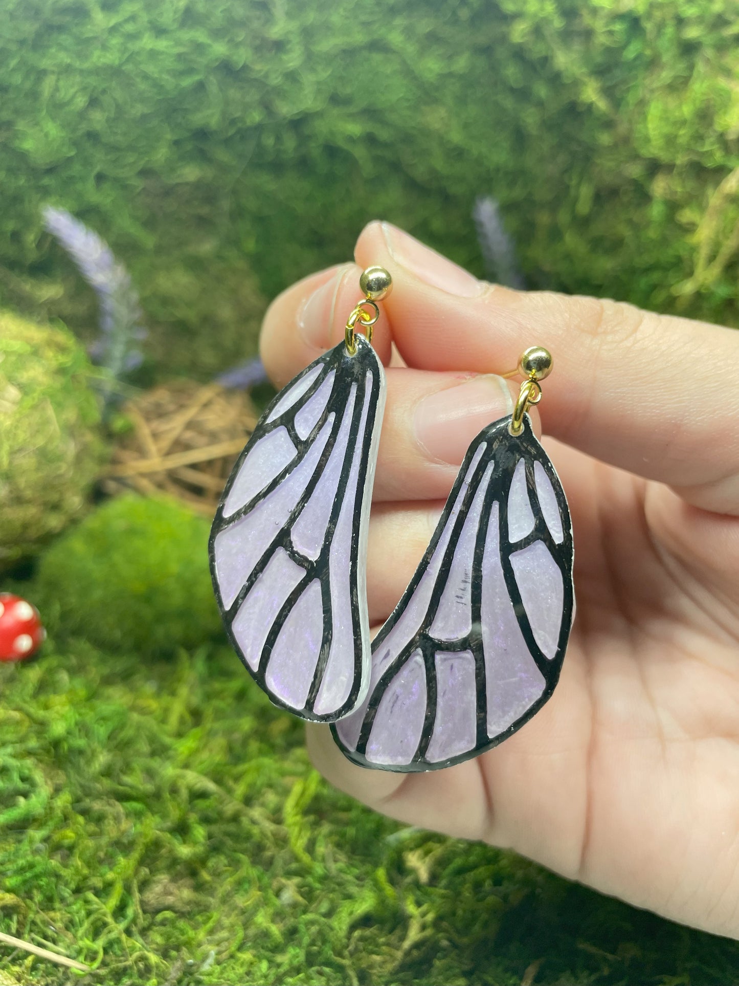 Pale Purple Butterfly Wing Earrings