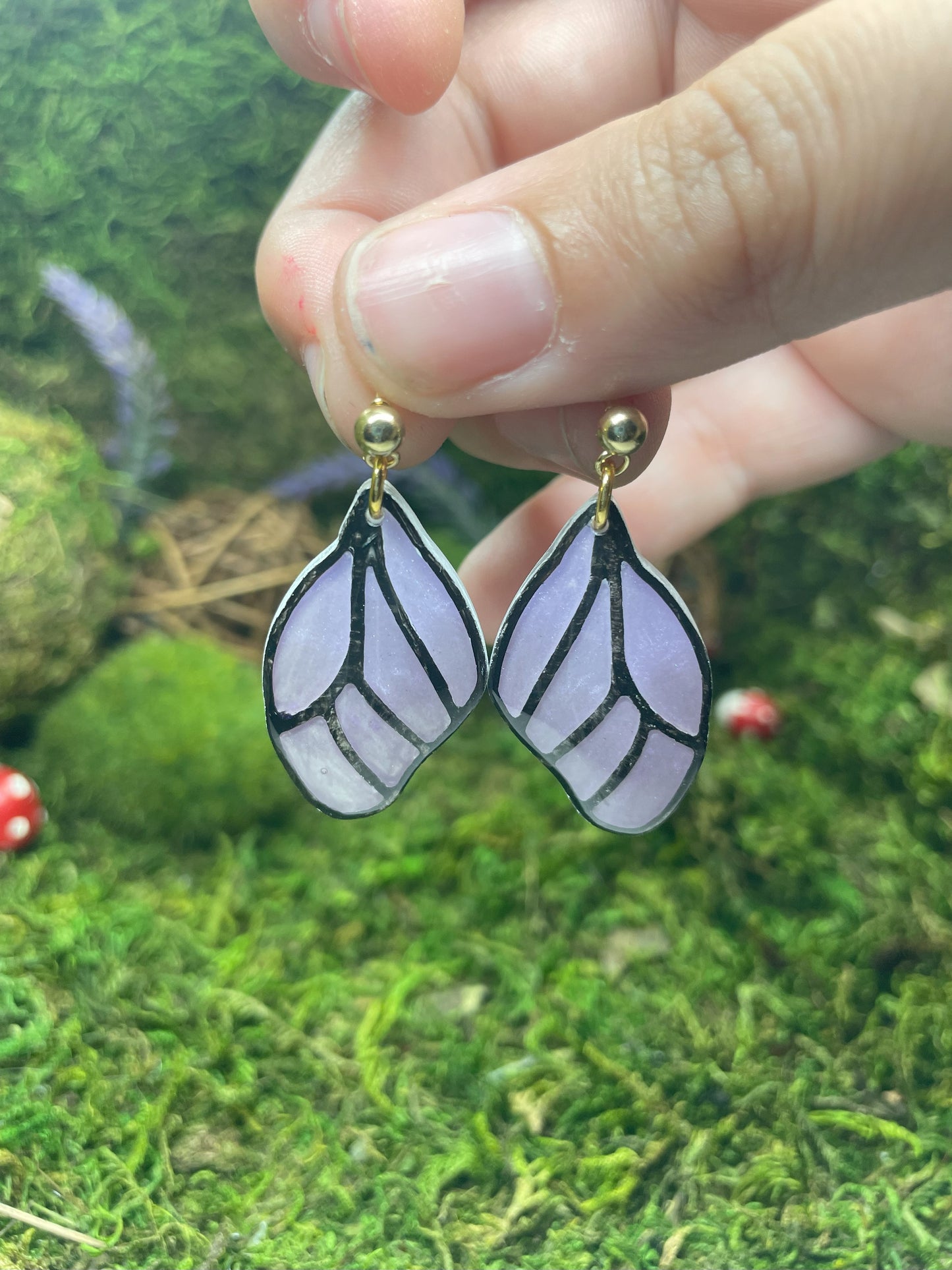 Pale Purple Butterfly Wing Earrings