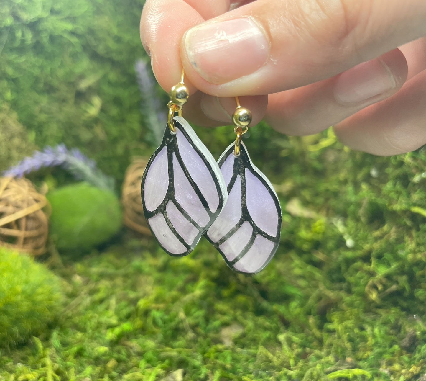Pale Purple Butterfly Wing Earrings