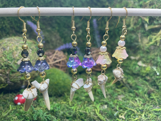 Shark Tooth Flower Earrings