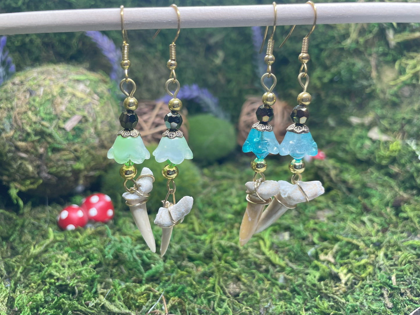 Shark Tooth Flower Earrings