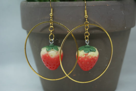 Strawberry Hoop Earrings