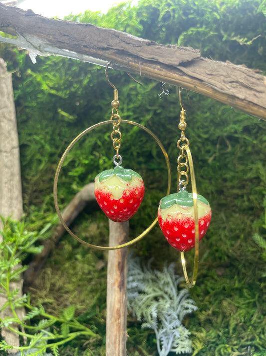 Strawberry Hoop Earrings