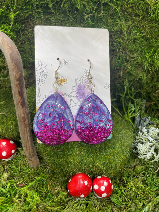 Small Drop Shaped Sparkly Resin Earrings