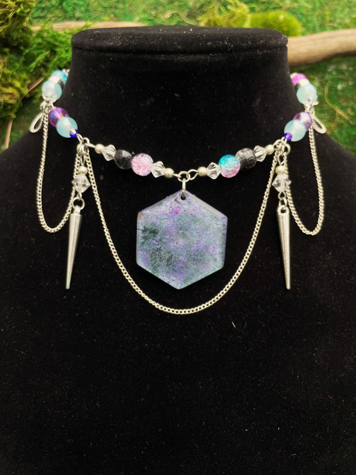 Pale Purple Beaded Adjustable Choker Necklace