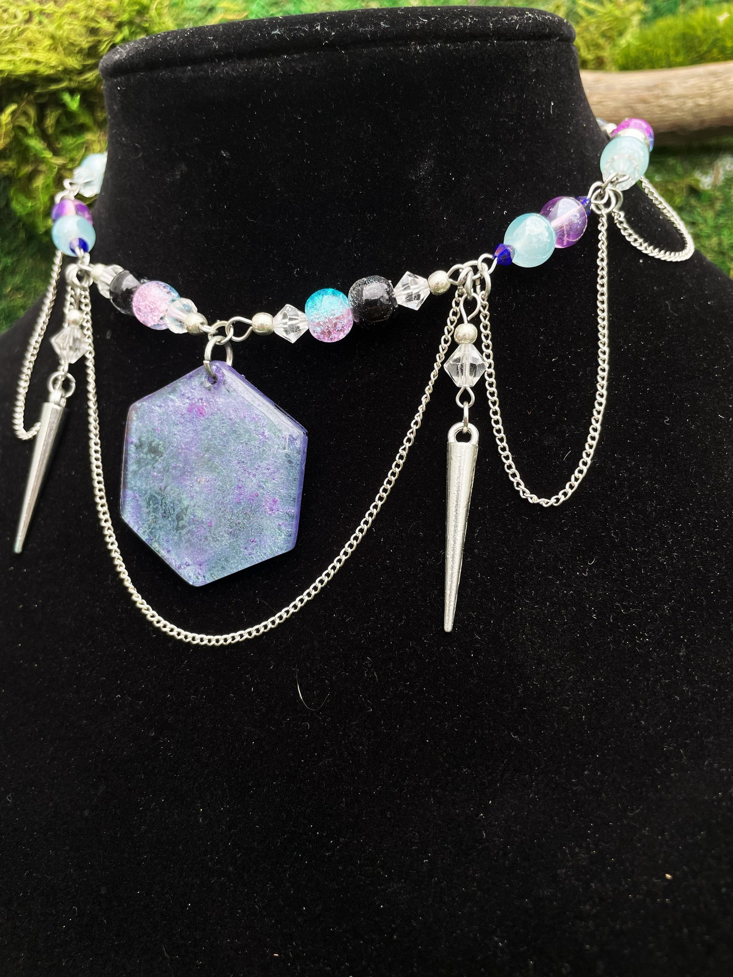 Pale Purple Beaded Adjustable Choker Necklace