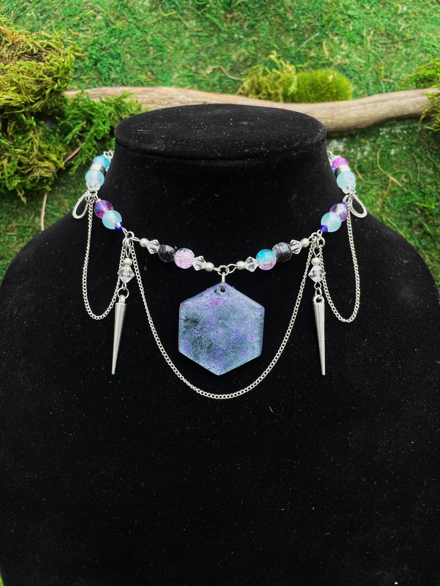 Pale Purple Beaded Adjustable Choker Necklace